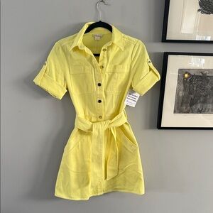 Shoshanna Corie Mini Cotton Denim Dress in Yellow